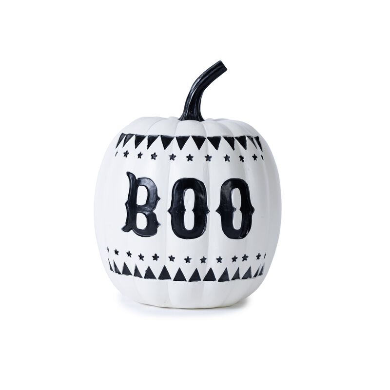 Halloween Pumpkin Decor Set of 2 – “Spooky” and “Boo” Fall Decorations for Indoor Home Display
