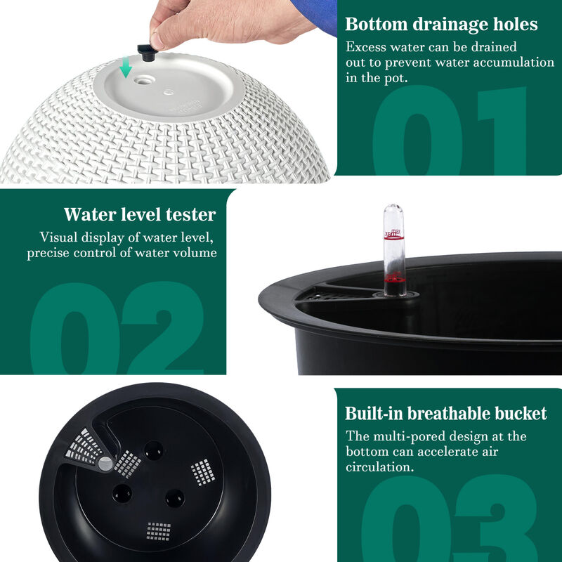 WOW PIONEER Self-Watering Hanging Planter Large Capacity Root-Rot Resistant Water Storage Water Level Indicator image number 4