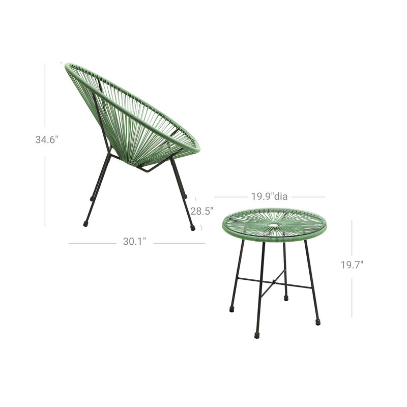3-Piece Outdoor Seating Set with Acapulco Chairs for Patio or Garden Relaxation image number 5