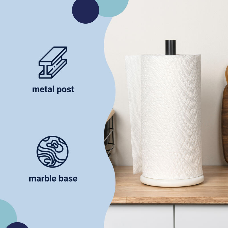 Avery Modern Classic Metal with Non Slip Weighted Marble Base Paper Towel Holder