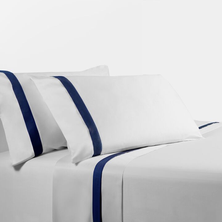 Flange Navy Queen Sheet Set