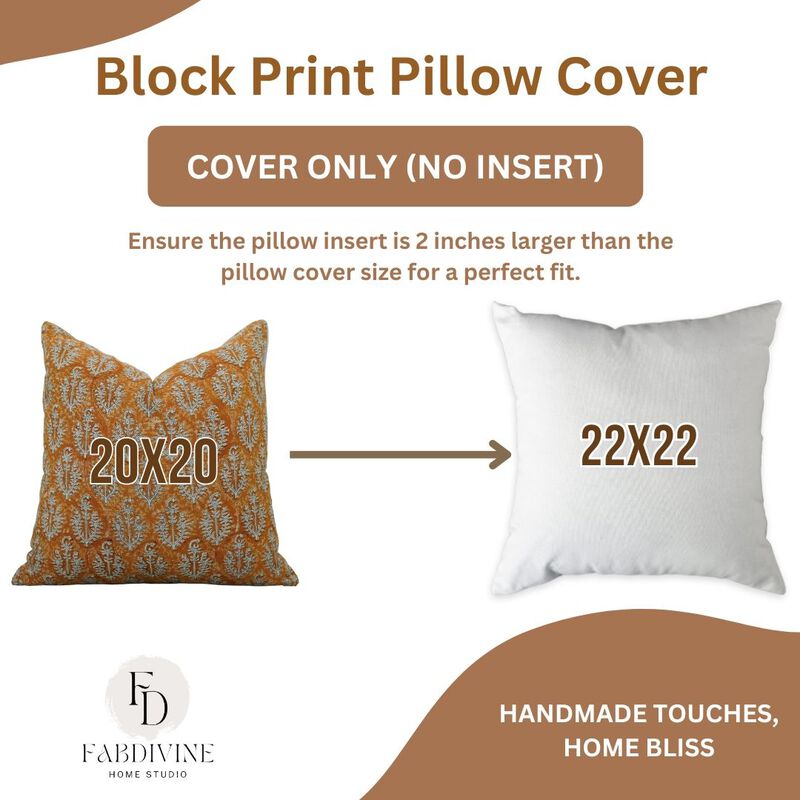 Fabdivine Handmade Farmhouse Heavy Linen Pillow Cover Boho Rectangle Throw Cushioncase Block Print for Sofa, Bed, Dining, D&eacute;cor, Neelgagan image number 4