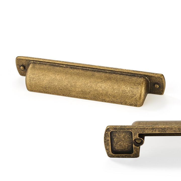 CABDM 2 Pack Brass Cup Pulls 3-3/4""(96mm) Center to Center Drawer Pulls Antique Brass Cabinet Cup Pulls Kitchen Cabinet Hardwar