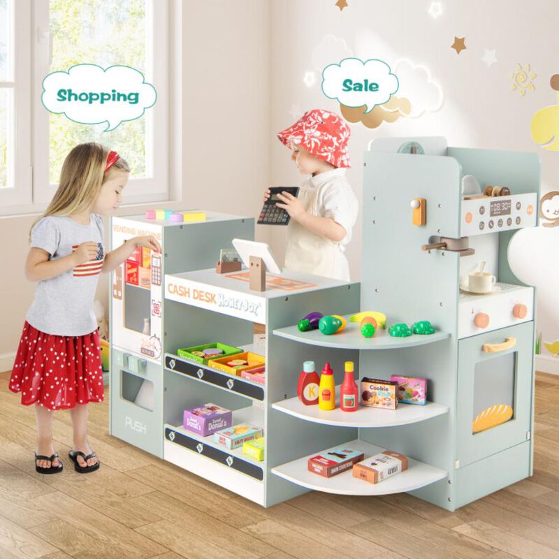 Hivvago Wooden Kids Grocery Store Playset Pretend Play Supermarket