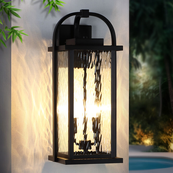 20" Modern 2-Light Outdoor Wall Lantern