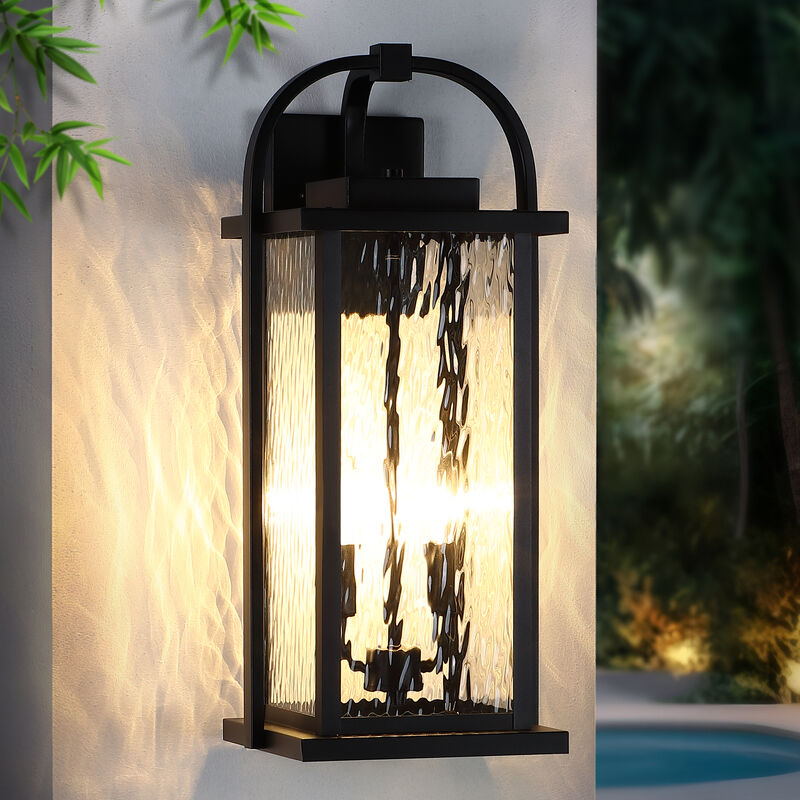 20" Modern 2-Light Outdoor Wall Lantern image number 1