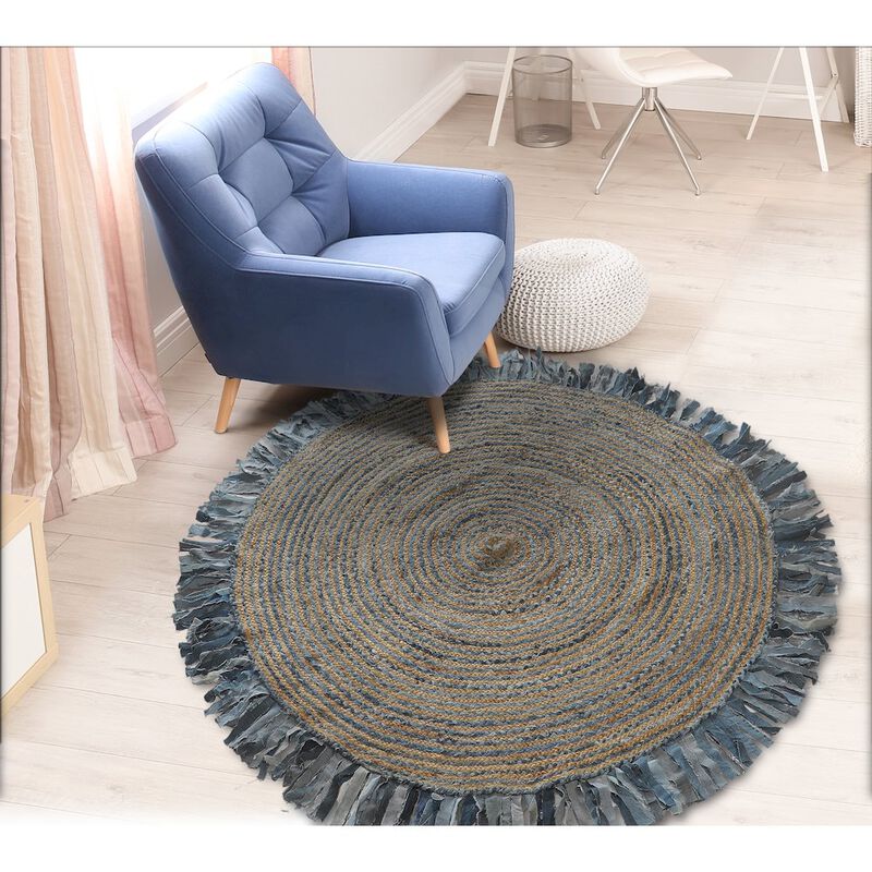 LR Home Boutique Jute Cotton Blend Area Rug Indoor