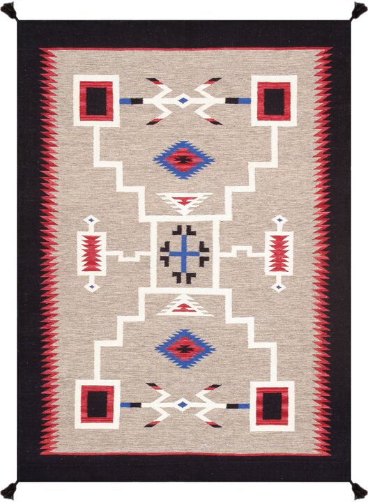 Pasargad Home Tuscany Reversible Wool Mocha Area Rug- 5' 0'' X 6'11''