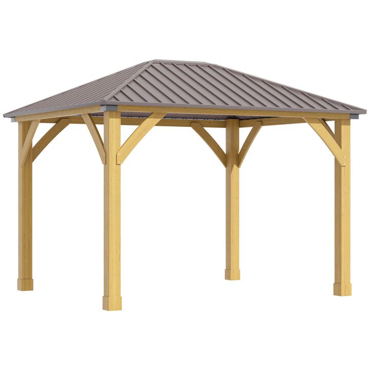 Brown Outdoor Structure: 10x12 Galvanized Steel Gazebo with Wood Frame