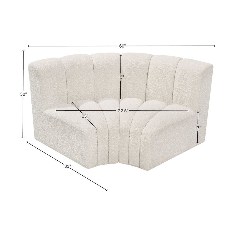 Meridian Furniture Arc Cream Boucle Fabric Modular Sofa