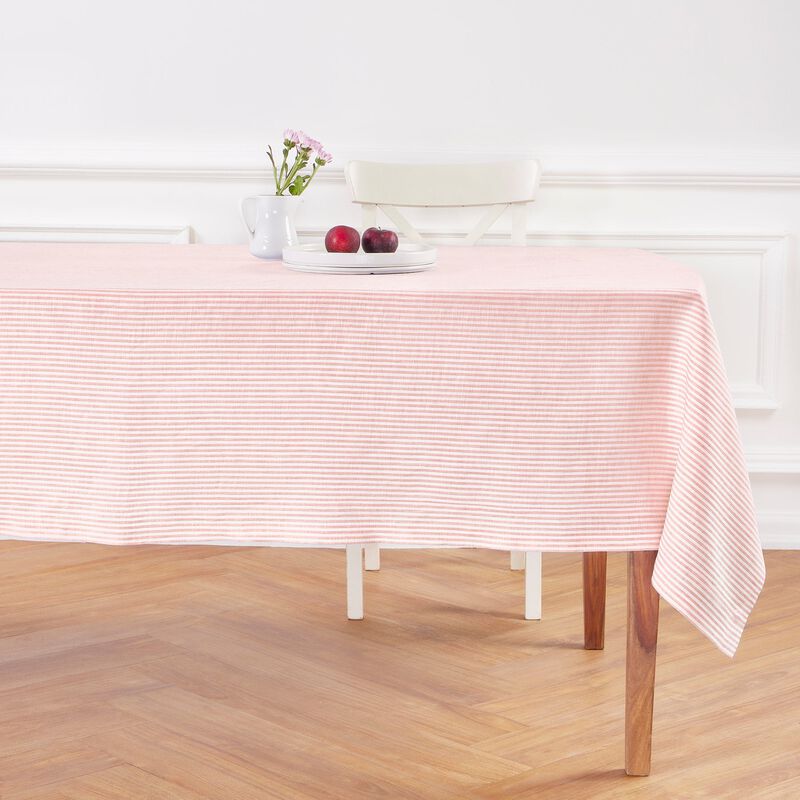 Solino Home Narrow Stripe 100% Linen Tablecloth &ndash; Handcrafted, Machine Washable, Perfect for Holiday and Everyday Dining