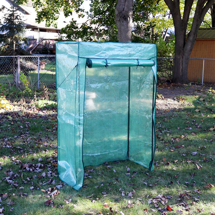 Sunnydaze Large Iron Polyethylene Cover Portable Plant Greenhouse - Green