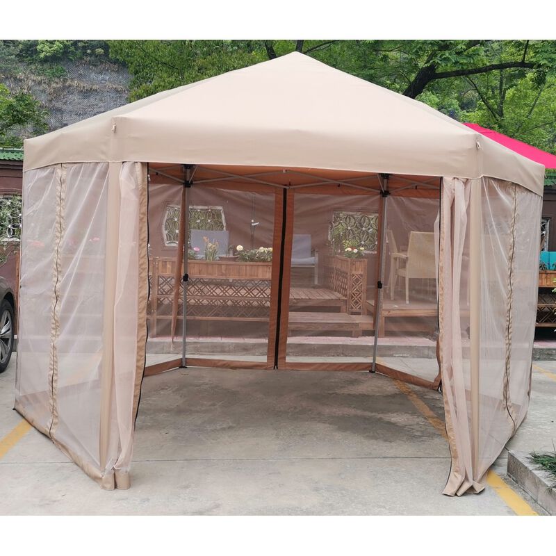 13 Ft. W x 13 Ft. D x 9.2ft Pop-Up Gazebo Tent Outdoor Canopy Hexagonal Canopies Gazebos & Pergolas 6 Sided for Patio Garden Backyard Sun Shelter BBQ Garden Events with Strong Steel Frame Storage Bag