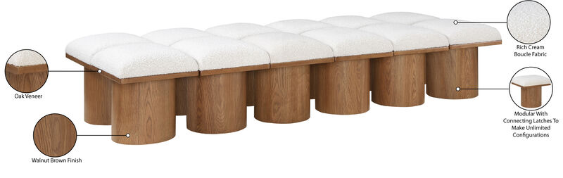 Meridian Furniture Pavilion Cream Boucle Fabric Bench