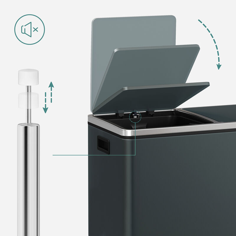 2 x 8 Gallon Black Dual Trash Garbage Can with Lid