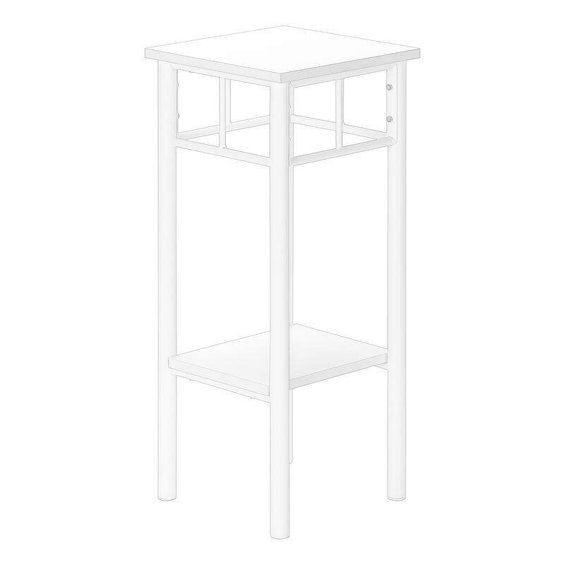 Monarch Specialties I 3279 Accent Table, Side, End, Plant Stand, Square, Living Room, Bedroom, Metal, Laminate, White, Contemporary, Modern
