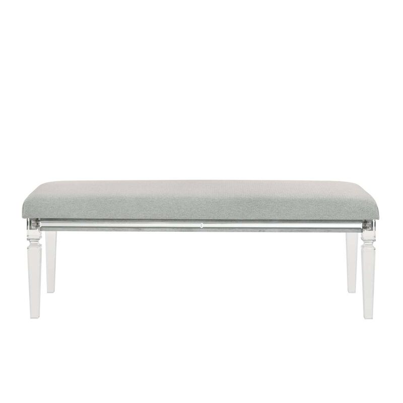 1Pc Glam Style Bench Upholstered Light Grey Brown Fabric Contemporary Style Bedroom Living Room Fabric/Plastic