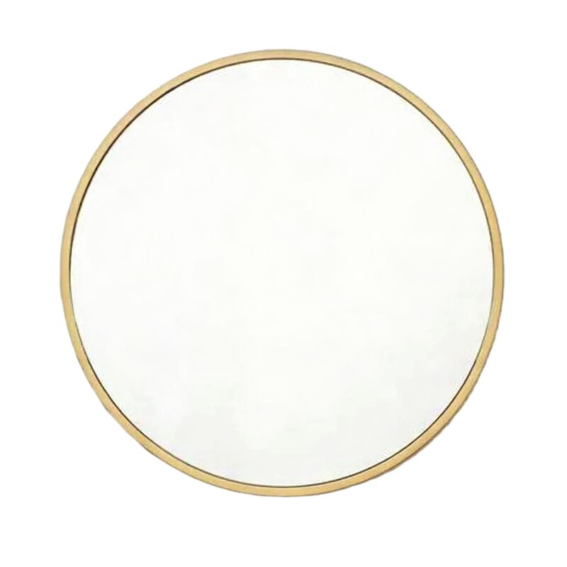 HomeRoots 24" Gold Aluminum Round Framed Accent Mirror image number 0