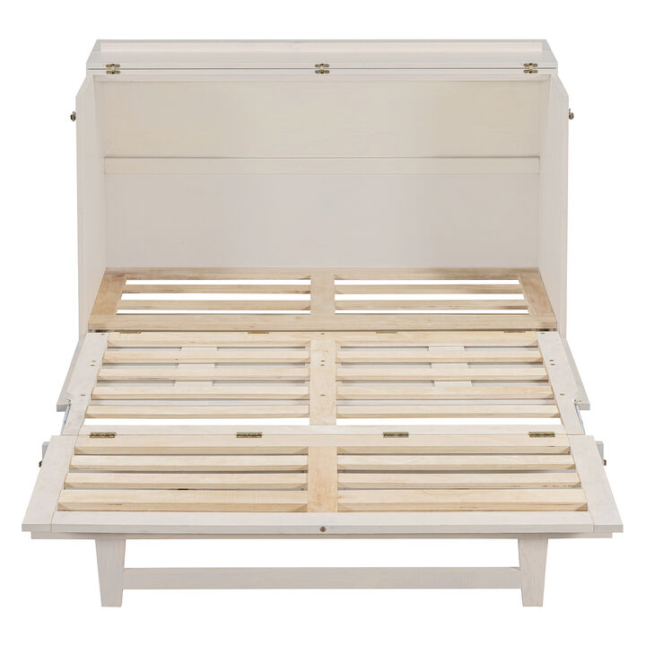 Whisen Modern Design Full Size Murphy Bed, Folded into a Cabinet with Large Drawers and USB Ports