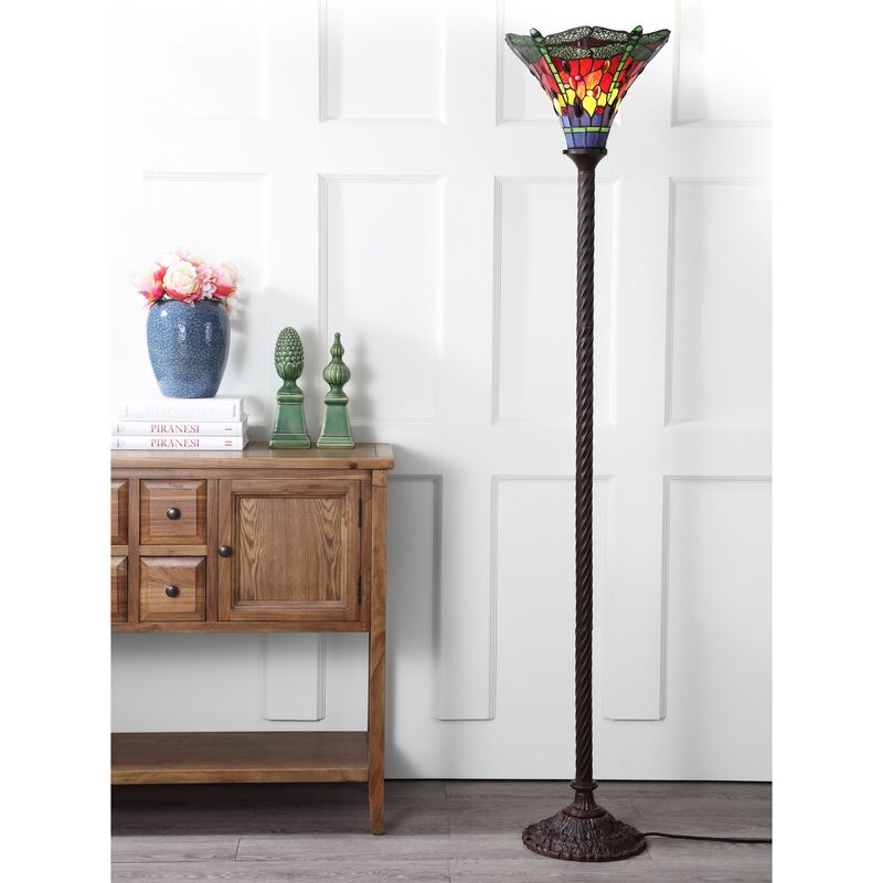 Dragonfly Tiffany Style Torchiere LED Floor Lamp