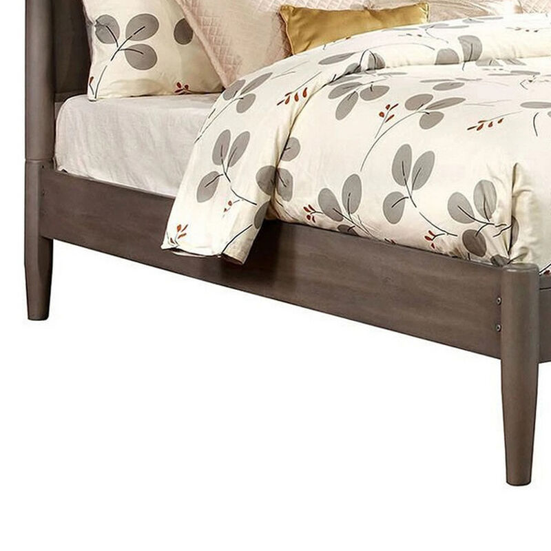 Wooden California King Size Bed with Panel Headboard, Gray-Benzara