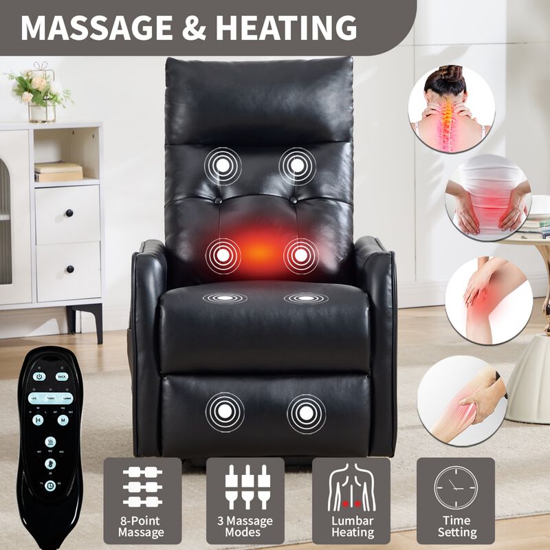 Faux Leather Power Lift Recliner Chair 155&deg; Recliner with Massage Heat & USB image number 3