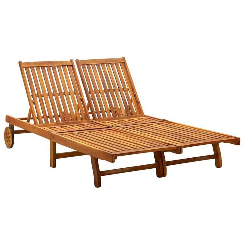 Sunlounger Natural Wood Solid Acacia Wood Large