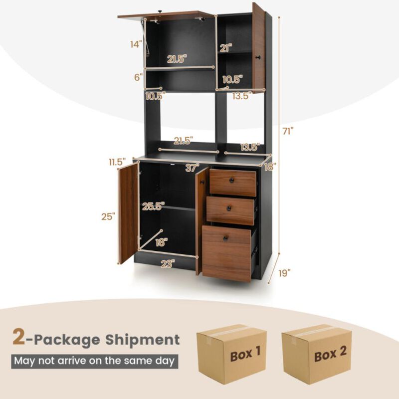 Hivvago 71 Inch Kitchen Pantry with 3 Storage Cabinet and 3 Deep Drawers
