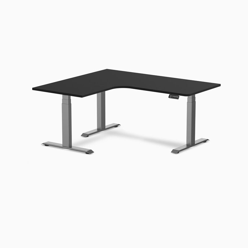 Desky L-Shape Curved Laminate Sit Stand Desk image number 0