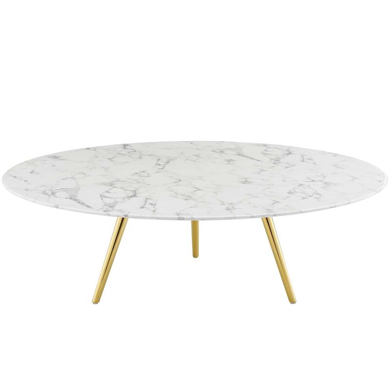 Lippa 48" Round Faux Marble Coffee Table with Tripod Base image number 0