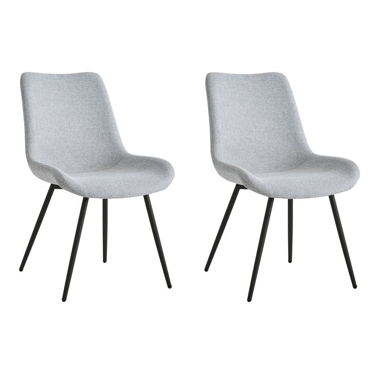 Set of 2 Scandinavian Dining Chairs with Black Metal Legs