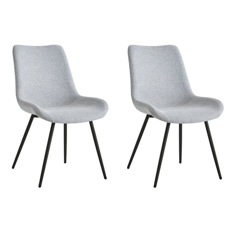Set of 2 Scandinavian Dining Chairs with Black Metal Legs