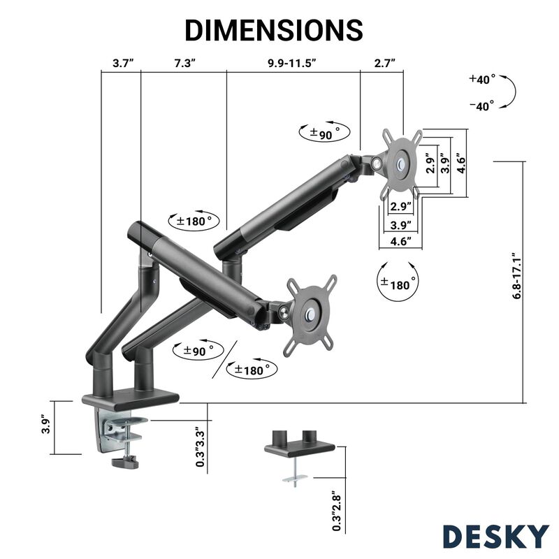 Desky Dual Slim Aluminium Monitor Arm image number 2
