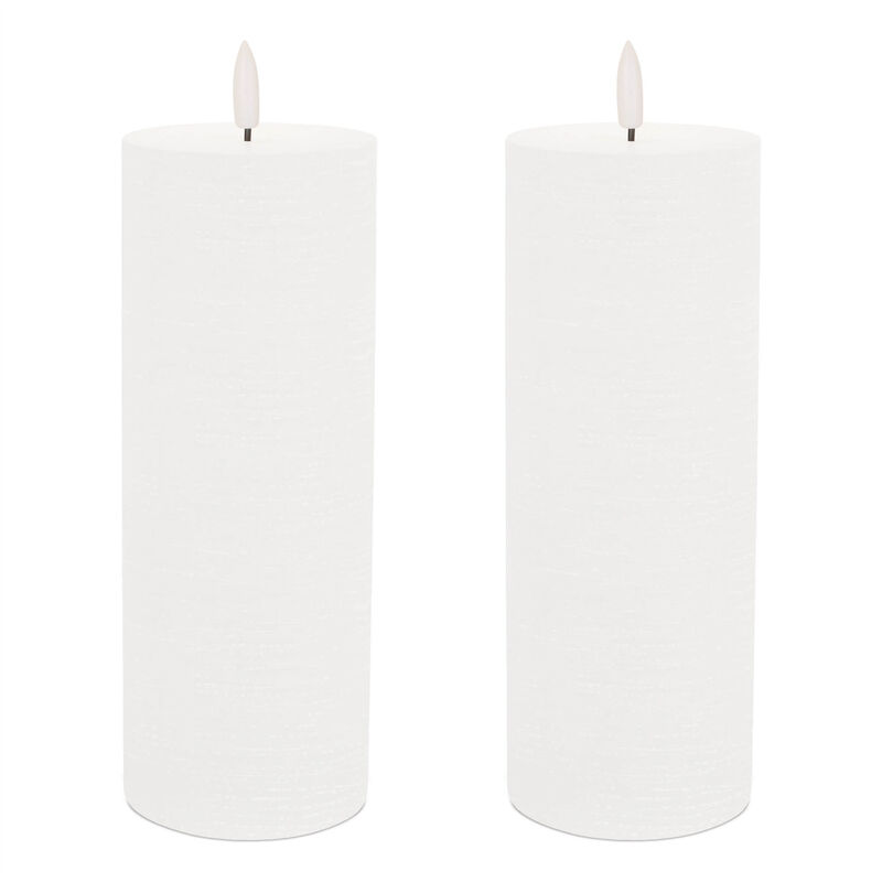 HomeRoots Set of Two Unscented Candle Flameless Pillar Candles image number 0