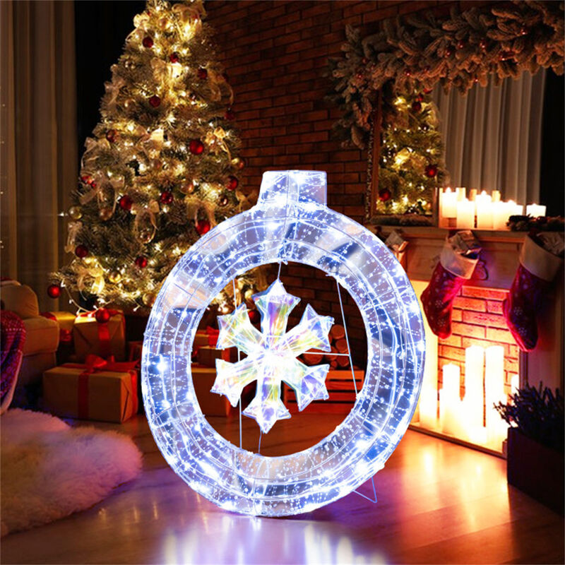 Snowflake Wreath with LED Lights for Christmas Front Door Decoration image number 6