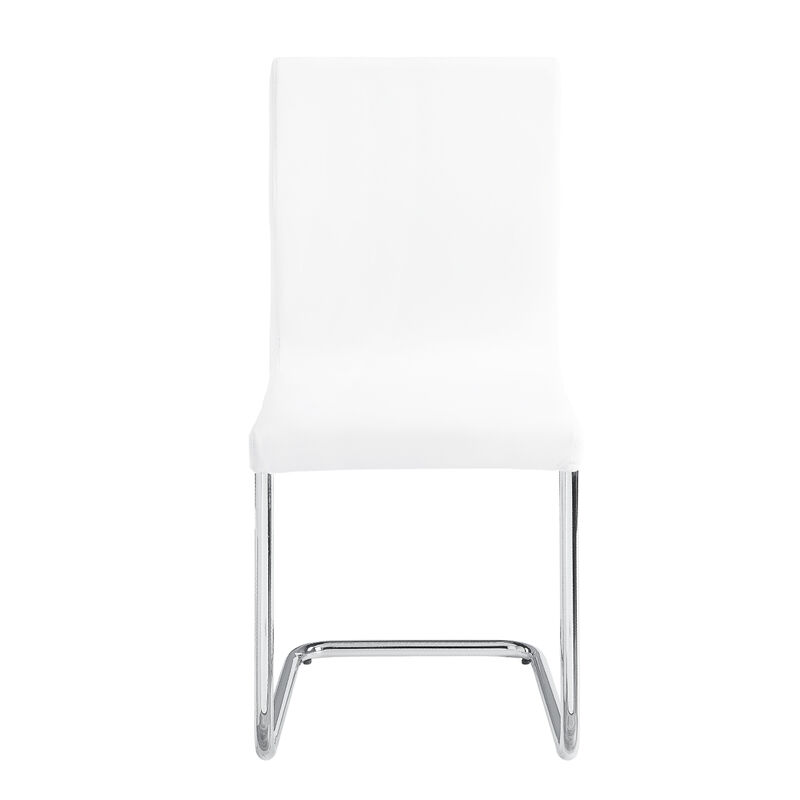 Palton Side Chair (Set of 2), White PU & Chrome Finish