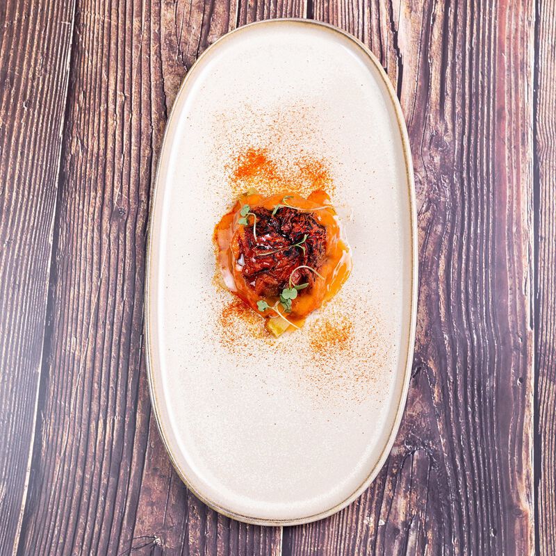 Sand 8.5" x 4" x h:0.75" Oval Beige Porcelain Platter