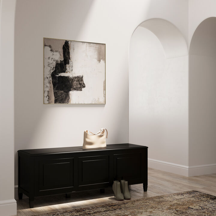 Connaught SOLID WOOD 51 inch Wide Traditional Storage Bench Trunk in Black