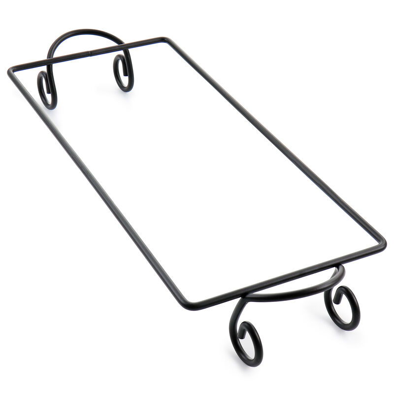 Elama 3 Section Divided Porcelain Serving Tray with Metal Rack