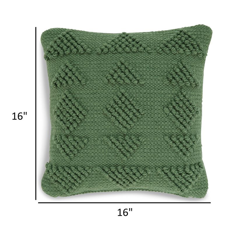 Dco Throw Pillow Set of 4, Indoor Outdoor, Woven Geometric Design, Green - Benzara