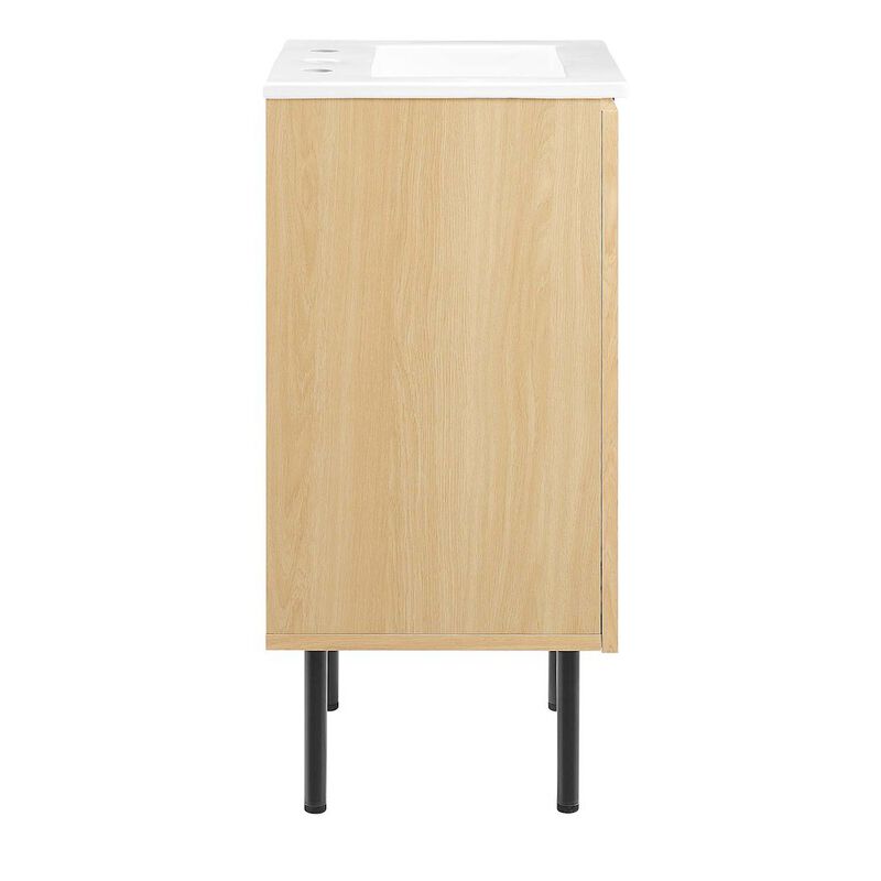 Modway Chaucer 18&rdquo; Bathroom Vanity in Oak White with Ceramic Sink Basin, 18 Inches image number 3