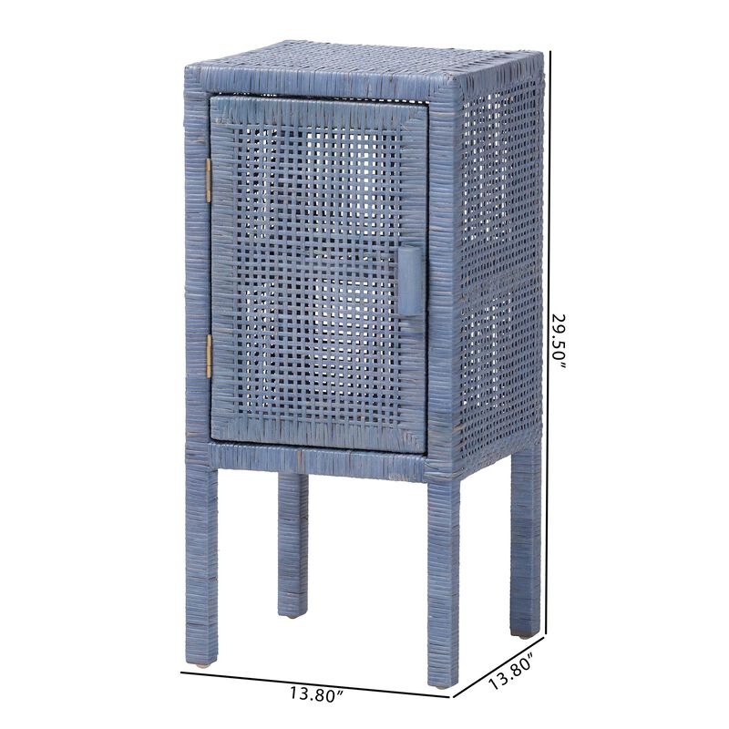bali & pari Vivan Natural Rattan Nightstand - Handwoven Wicker Accent Bedside Table with Interior Shelving and Elevated Base, French Grey image number 9