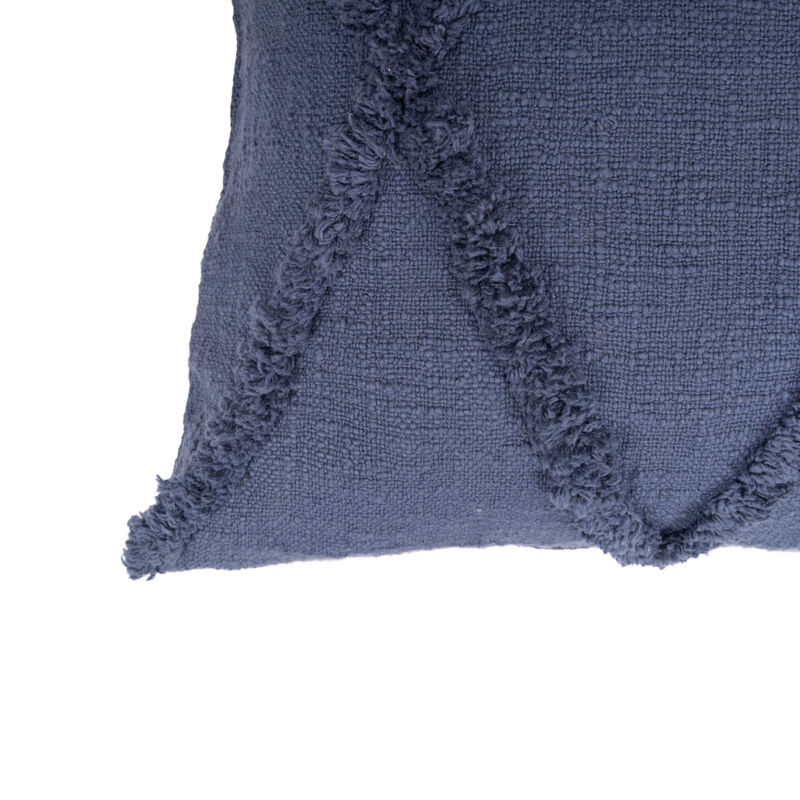 HomeRoots Set of Two Blue Diamond Cotton Throw Pillow With Fringe image number 5
