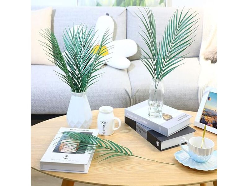 16 Piece Artificial Palm Stems Home Decor Leaves Large Fronds image number 1
