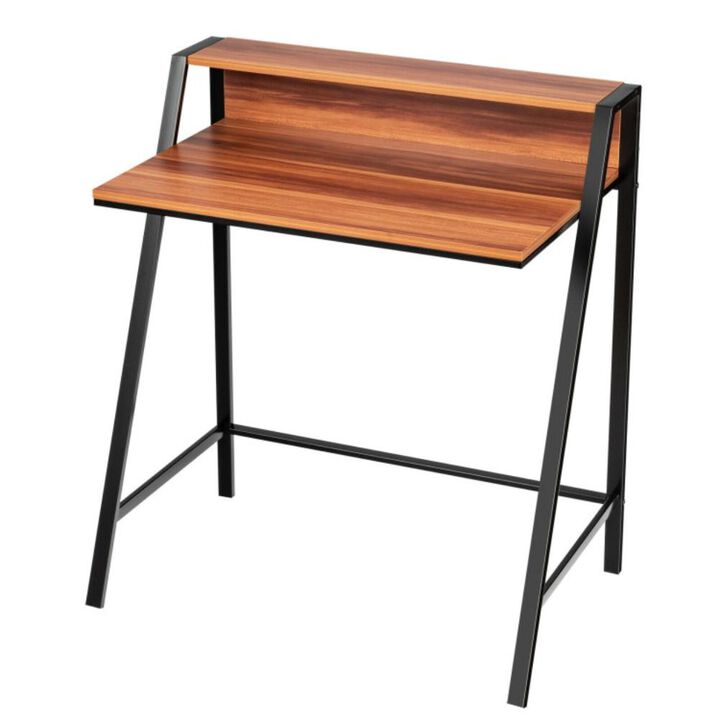 Hivvago 2 Tier Small Computer Desk with Sturdy Frame for Small Place