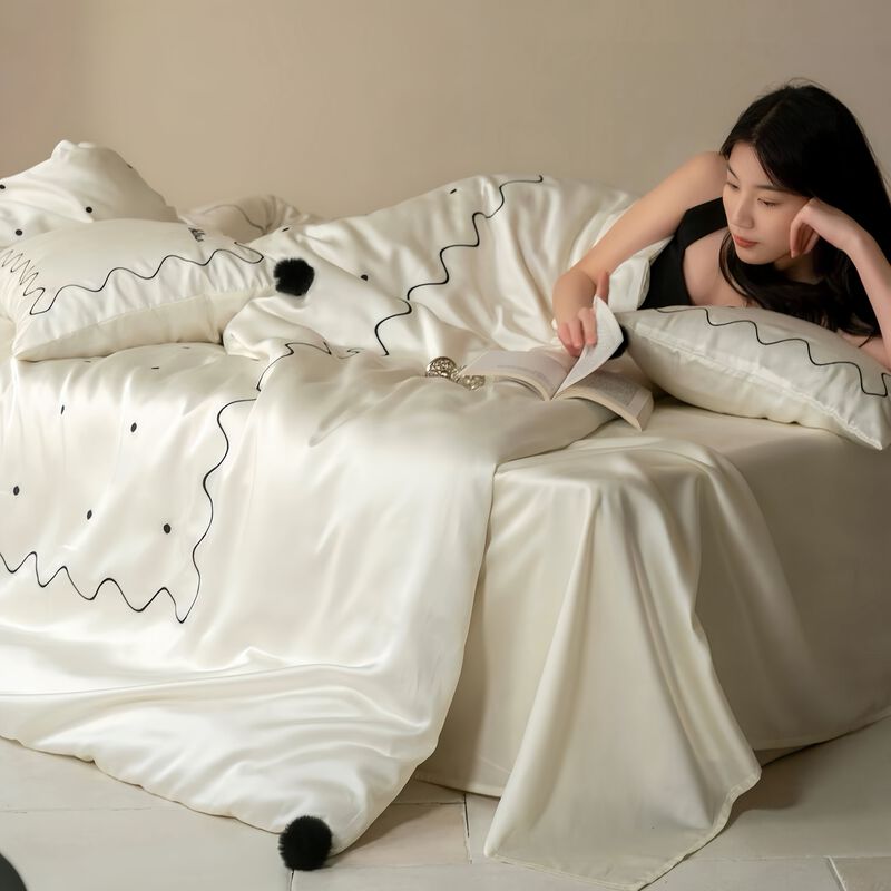 Queen Retro French Tencel Duvet Cover Set of 4 image number 5