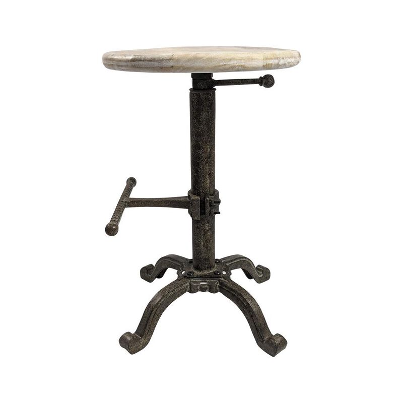 Carolina Living Justin Adjustable Barstool - Natural Driftwood Seat - Aged Iron Base