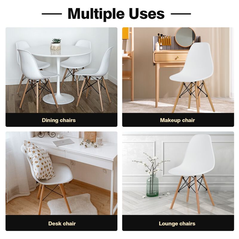 4 Pieces Modern Armless Dining Chair Set with Wood Legs