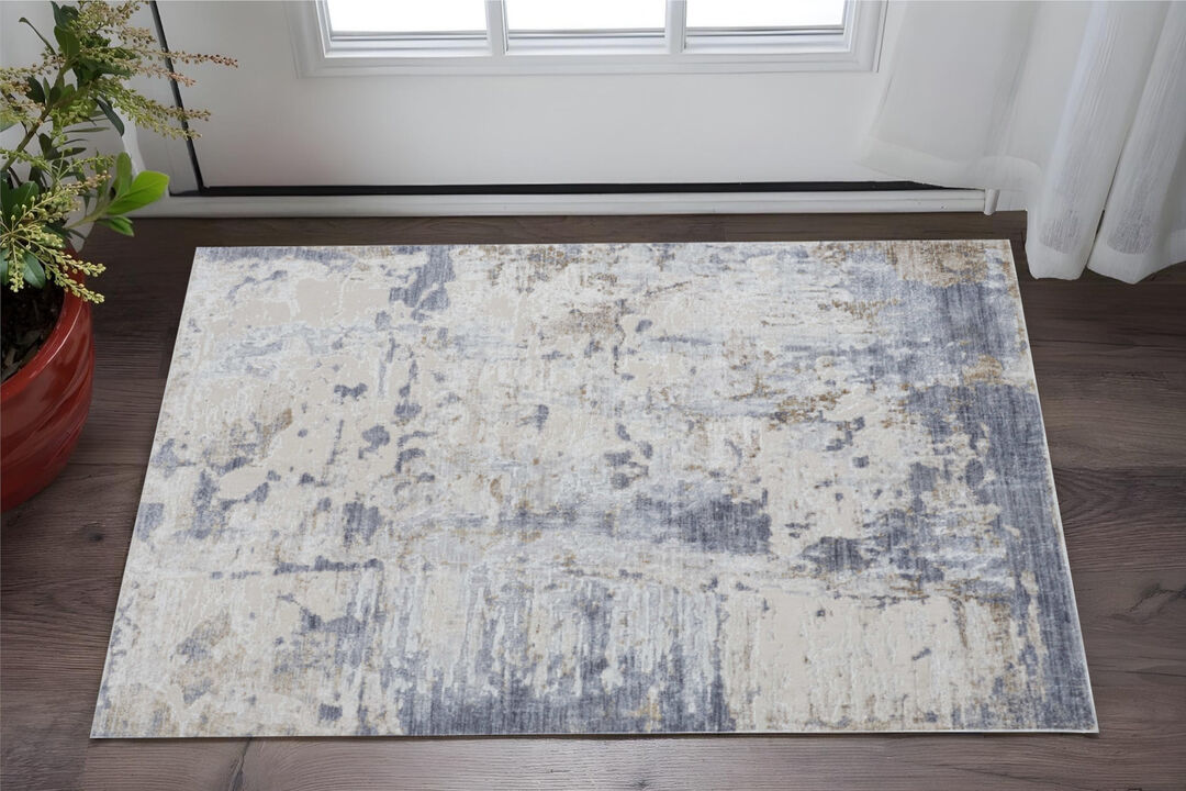 HomeRoots Abstract Power Loom Worn Faded Area Rug