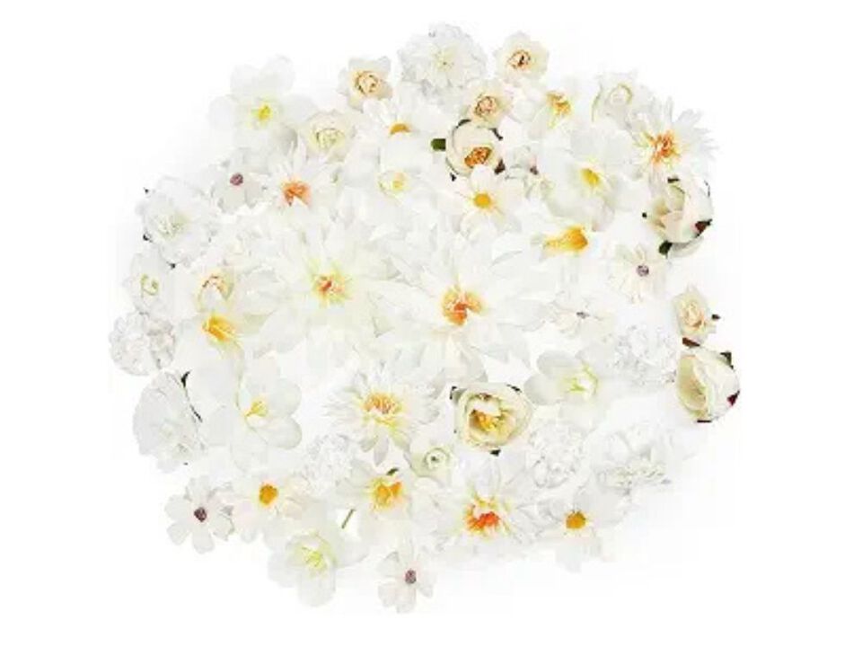 48 Piece White Artificial Daisy Flower Heads Wedding Centerpiece Decor